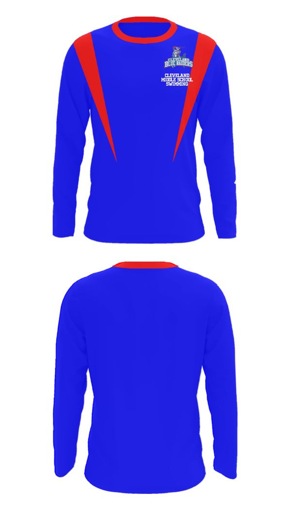 Long Sleeve Performance Shirt, Cleveland Middle School Swimming, Swimming, Teamtime, Team time, sublimation, custom sports apparel, team uniforms, spirit wear, spiritwear, sports uniforms, custom shirts, team store, custom team store, fundraiser sports, apparel fundraiser