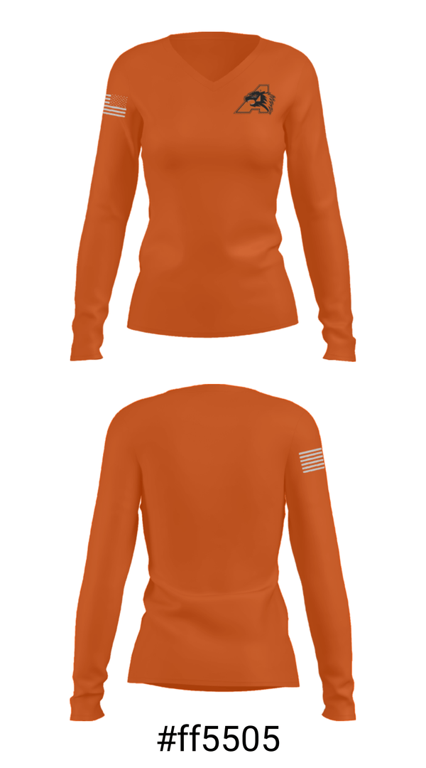 Women's Long Sleeve Vneck Shirt, Aledo Youth Football And Cheer Association, Football, Teamtime, Team time, sublimation, custom sports apparel, team uniforms, spirit wear, spiritwear, sports uniforms, custom shirts, team store, custom team store, fundraiser sports, apparel fundraiser
