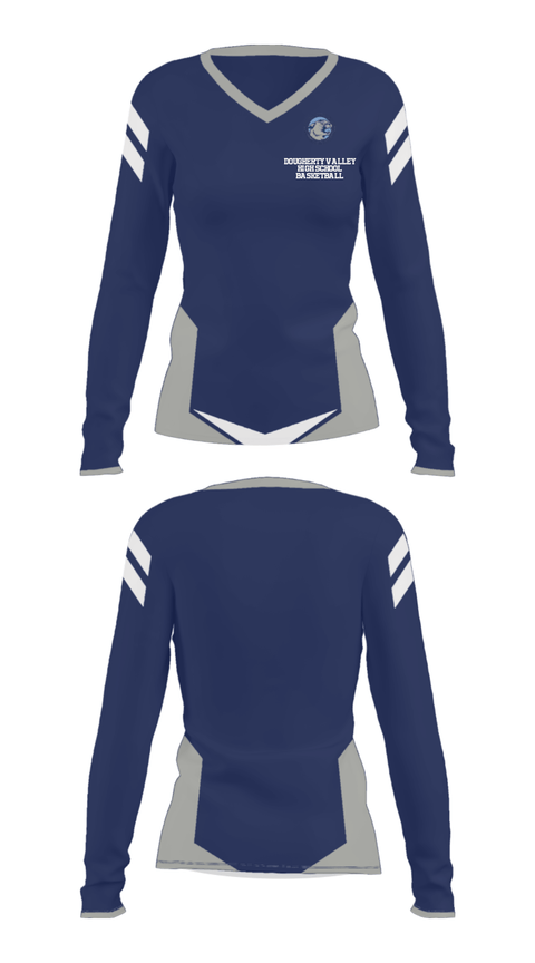 Women's Long Sleeve Vneck Shirt, Dougherty Valley High School Basketball, Women's Basketball, Teamtime, Team time, sublimation, custom sports apparel, team uniforms, spirit wear, spiritwear, sports uniforms, custom shirts, team store, custom team store, fundraiser sports, apparel fundraiser