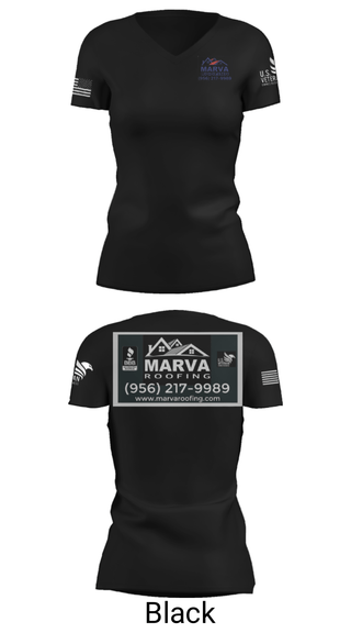 Women's Short Sleeve Vneck Shirt, Marva Roofing, , Teamtime, Team time, sublimation, custom sports apparel, team uniforms, spirit wear, spiritwear, sports uniforms, custom shirts, team store, custom team store, fundraiser sports, apparel fundraiser
