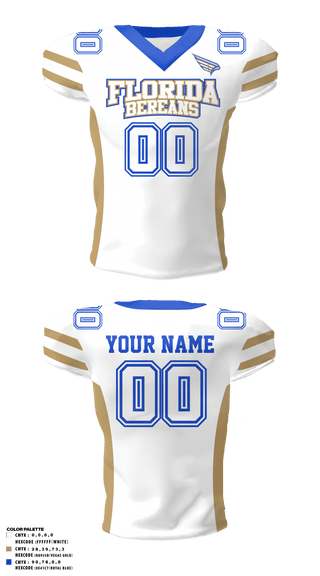 Football Jersey, FLORIDA BEREANS, Football, Teamtime, Team time, sublimation, custom sports apparel, team uniforms, spirit wear, spiritwear, sports uniforms, custom shirts, team store, custom team store, fundraiser sports, apparel fundraiser