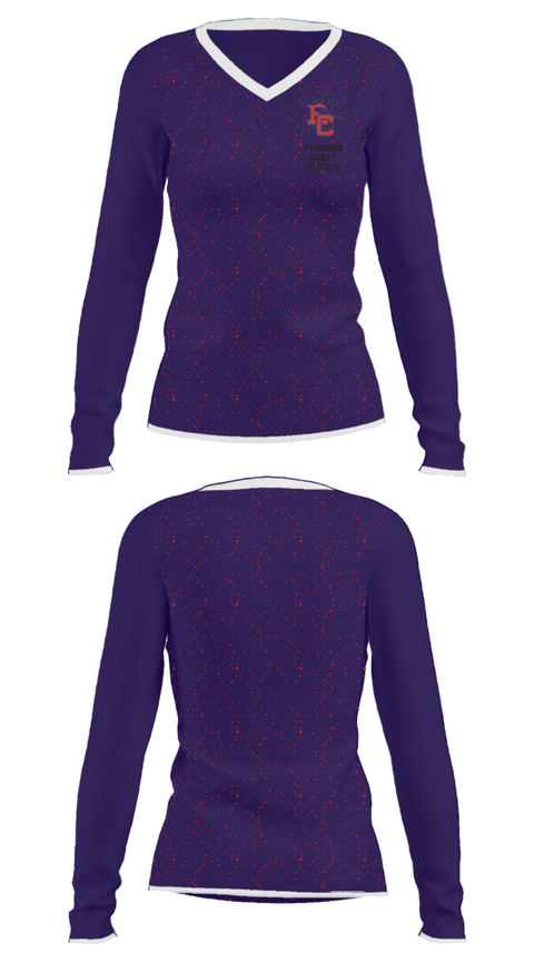 Women's Long Sleeve Vneck Shirt, Edmonson County Wildcats, Men's Basketball, Teamtime, Team time, sublimation, custom sports apparel, team uniforms, spirit wear, spiritwear, sports uniforms, custom shirts, team store, custom team store, fundraiser sports, apparel fundraiser