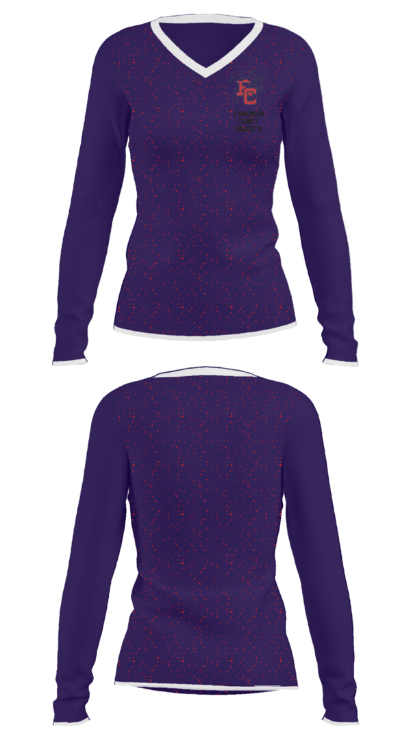 Women's Long Sleeve Vneck Shirt, Edmonson County Wildcats, Men's Basketball, Teamtime, Team time, sublimation, custom sports apparel, team uniforms, spirit wear, spiritwear, sports uniforms, custom shirts, team store, custom team store, fundraiser sports, apparel fundraiser