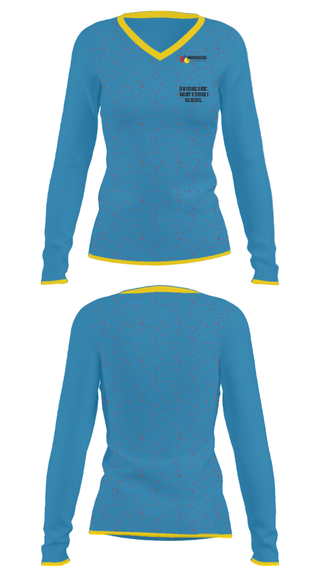 Women's Long Sleeve Vneck Shirt, Brookeside Montessori School, Spirit Store, Teamtime, Team time, sublimation, custom sports apparel, team uniforms, spirit wear, spiritwear, sports uniforms, custom shirts, team store, custom team store, fundraiser sports, apparel fundraiser