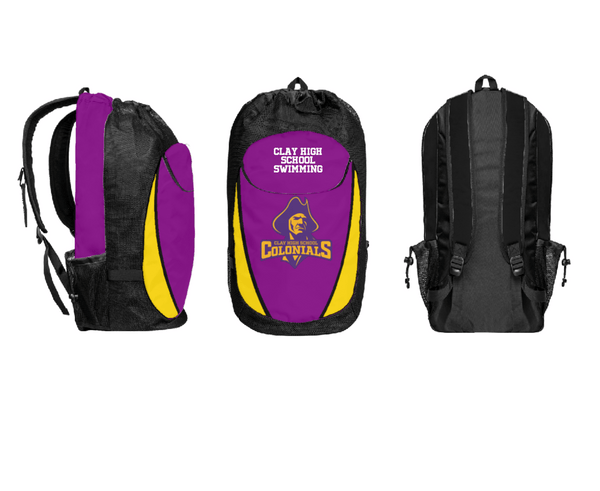 Gear Bag, Clay High School Swimming, Swimming, Teamtime, Team time, sublimation, custom sports apparel, team uniforms, spirit wear, spiritwear, sports uniforms, custom shirts, team store, custom team store, fundraiser sports, apparel fundraiser