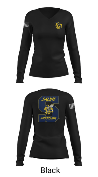 Women's Long Sleeve Vneck Shirt, Saline Middle School Wrestling, Wrestling, Teamtime, Team time, sublimation, custom sports apparel, team uniforms, spirit wear, spiritwear, sports uniforms, custom shirts, team store, custom team store, fundraiser sports, apparel fundraiser