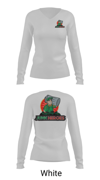 Women's Long Sleeve Vneck Shirt, Junk Heroes, , Teamtime, Team time, sublimation, custom sports apparel, team uniforms, spirit wear, spiritwear, sports uniforms, custom shirts, team store, custom team store, fundraiser sports, apparel fundraiser