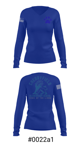 Women's Long Sleeve Vneck Shirt, Cherryfield Elementary School, Spirit Store, Teamtime, Team time, sublimation, custom sports apparel, team uniforms, spirit wear, spiritwear, sports uniforms, custom shirts, team store, custom team store, fundraiser sports, apparel fundraiser