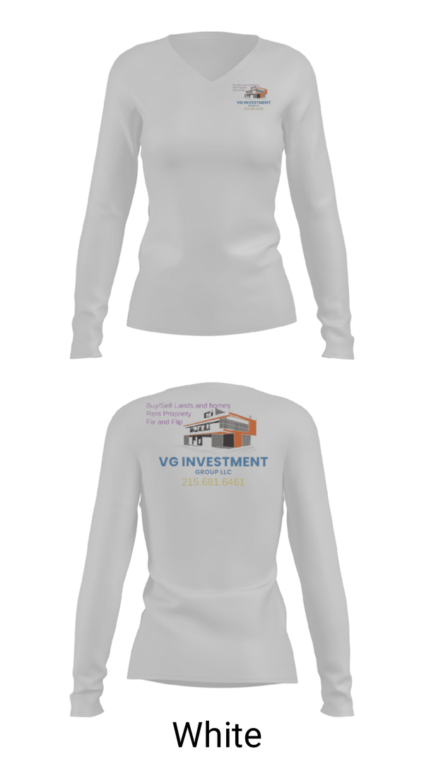 Women's Long Sleeve Vneck Shirt, VG Investment Group LLC, , Teamtime, Team time, sublimation, custom sports apparel, team uniforms, spirit wear, spiritwear, sports uniforms, custom shirts, team store, custom team store, fundraiser sports, apparel fundraiser