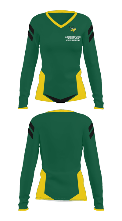 Archbishop Wood Catholic High School Bowling 68750903 Women's Long Sleeve V-neck Shirt - 29