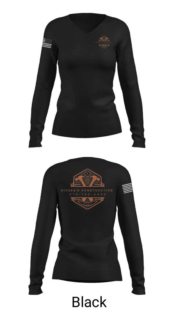Women's Long Sleeve Vneck Shirt, Rivera's Construction, , Teamtime, Team time, sublimation, custom sports apparel, team uniforms, spirit wear, spiritwear, sports uniforms, custom shirts, team store, custom team store, fundraiser sports, apparel fundraiser