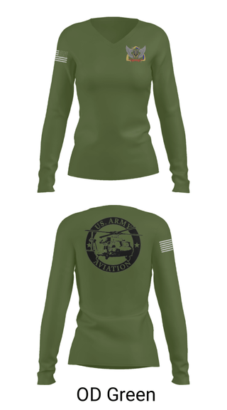 Women's Long Sleeve Vneck Shirt, A Co 1-13 AVN REGT, Army, Teamtime, Team time, sublimation, custom sports apparel, team uniforms, spirit wear, spiritwear, sports uniforms, custom shirts, team store, custom team store, fundraiser sports, apparel fundraiser