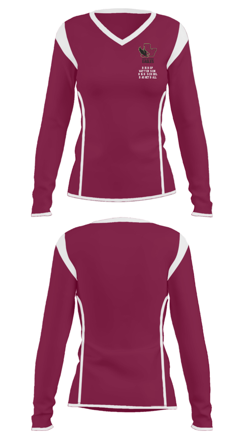 Women's Long Sleeve Vneck Shirt, Bishop Watterson High School Basketball, Women's Basketball, Teamtime, Team time, sublimation, custom sports apparel, team uniforms, spirit wear, spiritwear, sports uniforms, custom shirts, team store, custom team store, fundraiser sports, apparel fundraiser
