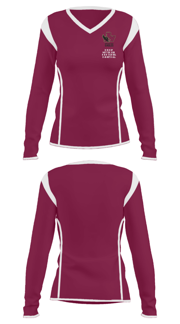 Women's Long Sleeve Vneck Shirt, Bishop Watterson High School Basketball, Women's Basketball, Teamtime, Team time, sublimation, custom sports apparel, team uniforms, spirit wear, spiritwear, sports uniforms, custom shirts, team store, custom team store, fundraiser sports, apparel fundraiser