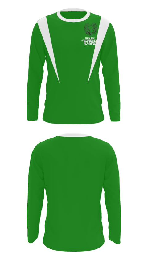 Long Sleeve Performance Shirt, Madison Comprehensive High School Swimming, Swimming, Teamtime, Team time, sublimation, custom sports apparel, team uniforms, spirit wear, spiritwear, sports uniforms, custom shirts, team store, custom team store, fundraiser sports, apparel fundraiser