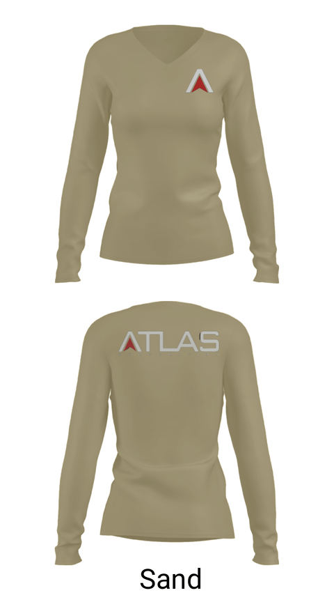 Women's Long Sleeve Vneck Shirt, , Army, Teamtime, Team time, sublimation, custom sports apparel, team uniforms, spirit wear, spiritwear, sports uniforms, custom shirts, team store, custom team store, fundraiser sports, apparel fundraiser