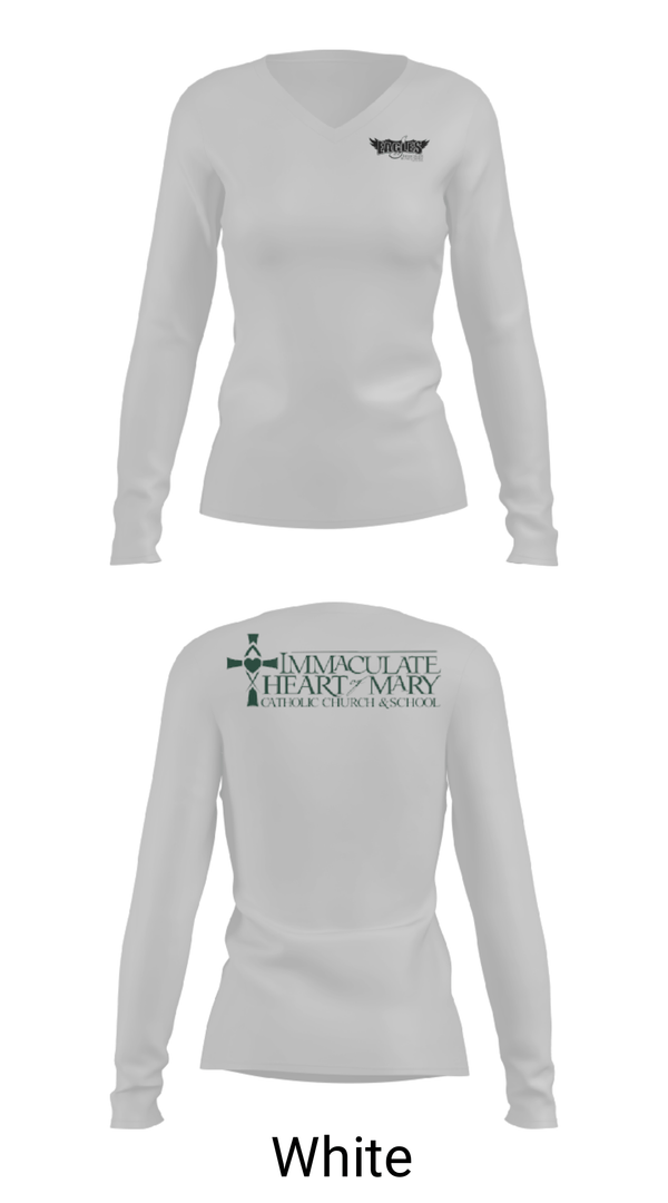 Women's Long Sleeve Vneck Shirt, Immaculate Heart Of Mary School, Spirit Store, Teamtime, Team time, sublimation, custom sports apparel, team uniforms, spirit wear, spiritwear, sports uniforms, custom shirts, team store, custom team store, fundraiser sports, apparel fundraiser