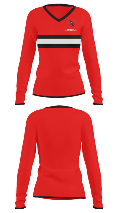 Macomb High School Basketball 29418275 Women's Long Sleeve V-neck Shirt - 33