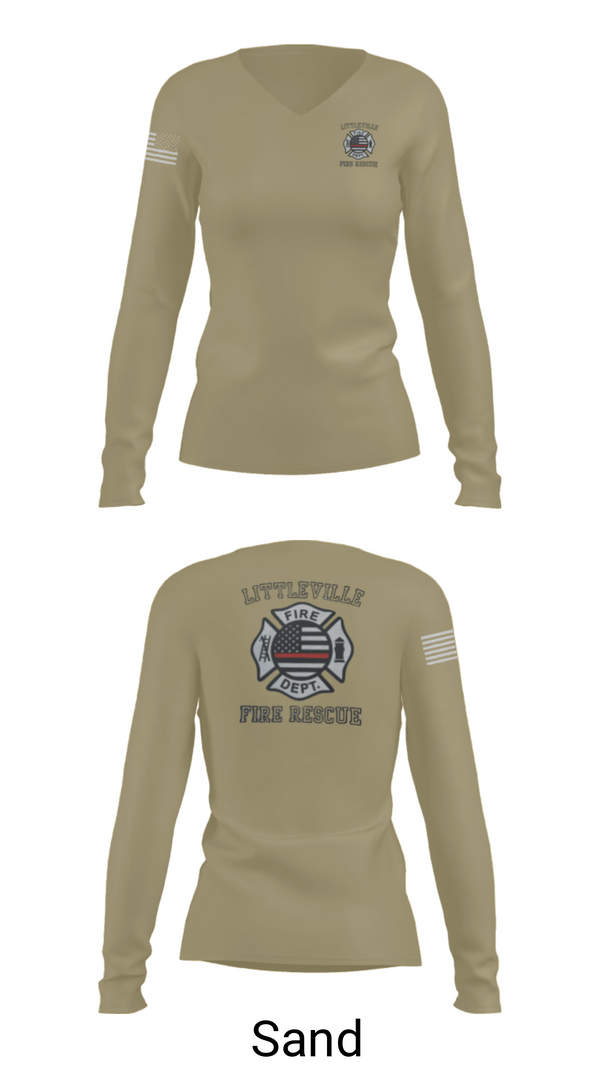 Women's Long Sleeve Vneck Shirt, Littleville Fire & Rescue, Fire Department, Teamtime, Team time, sublimation, custom sports apparel, team uniforms, spirit wear, spiritwear, sports uniforms, custom shirts, team store, custom team store, fundraiser sports, apparel fundraiser