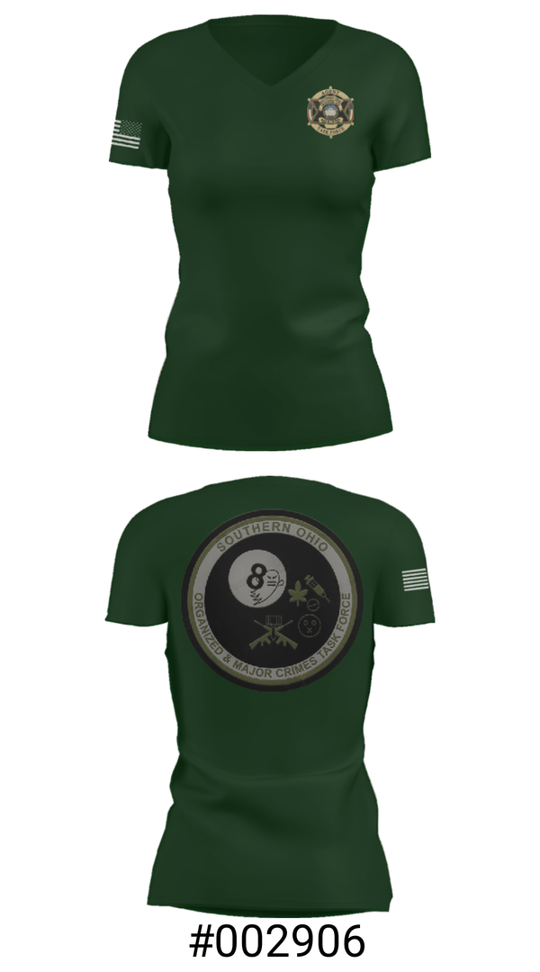 Women's Short Sleeve Vneck Shirt, Southern Ohio Organized and Major Crimes Task Force, Police, Teamtime, Team time, sublimation, custom sports apparel, team uniforms, spirit wear, spiritwear, sports uniforms, custom shirts, team store, custom team store, fundraiser sports, apparel fundraiser