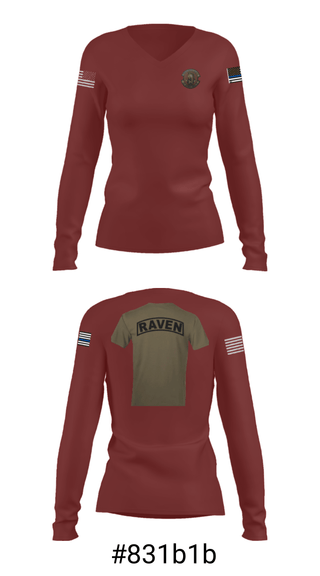 Women's Long Sleeve Vneck Shirt, , Air Force, Teamtime, Team time, sublimation, custom sports apparel, team uniforms, spirit wear, spiritwear, sports uniforms, custom shirts, team store, custom team store, fundraiser sports, apparel fundraiser