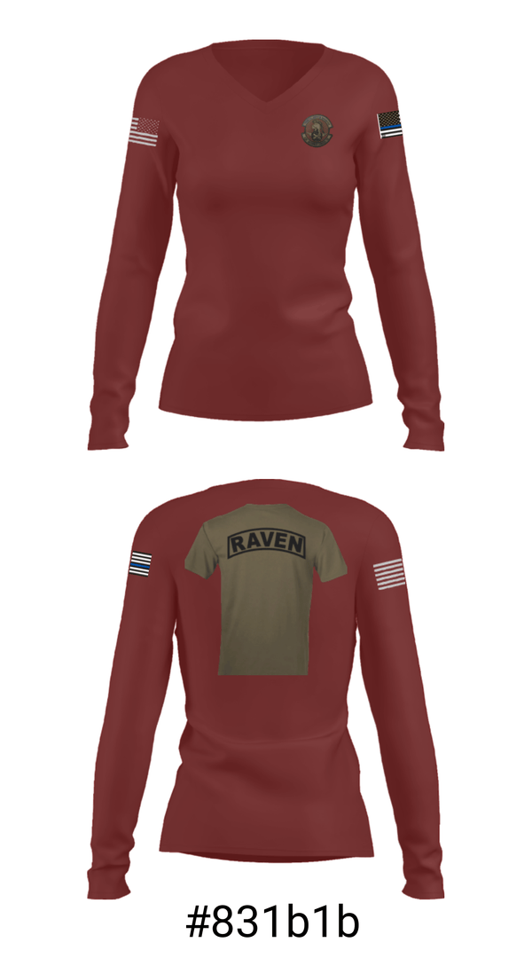 Women's Long Sleeve Vneck Shirt, , Air Force, Teamtime, Team time, sublimation, custom sports apparel, team uniforms, spirit wear, spiritwear, sports uniforms, custom shirts, team store, custom team store, fundraiser sports, apparel fundraiser