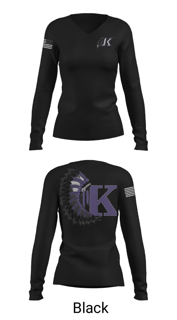 Women's Long Sleeve Vneck Shirt, Keokuk High School, Spirit Store, Teamtime, Team time, sublimation, custom sports apparel, team uniforms, spirit wear, spiritwear, sports uniforms, custom shirts, team store, custom team store, fundraiser sports, apparel fundraiser