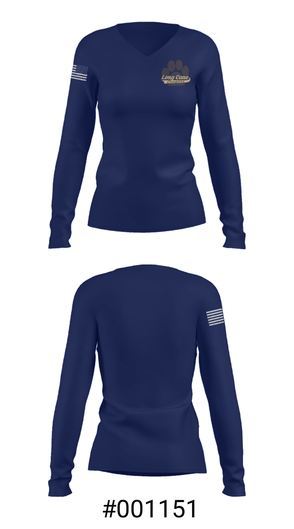 Women's Long Sleeve Vneck Shirt, Long Cane Middle School, Spirit Store, Teamtime, Team time, sublimation, custom sports apparel, team uniforms, spirit wear, spiritwear, sports uniforms, custom shirts, team store, custom team store, fundraiser sports, apparel fundraiser