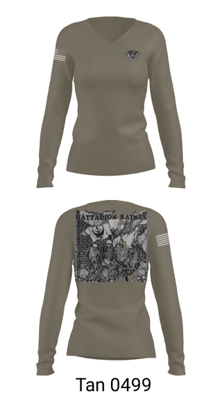 Women's Long Sleeve Vneck Shirt, , Army, Teamtime, Team time, sublimation, custom sports apparel, team uniforms, spirit wear, spiritwear, sports uniforms, custom shirts, team store, custom team store, fundraiser sports, apparel fundraiser