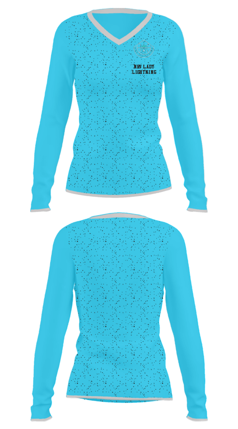 Women's Long Sleeve Vneck Shirt, NRV Lady Lightning, Women's Basketball, Teamtime, Team time, sublimation, custom sports apparel, team uniforms, spirit wear, spiritwear, sports uniforms, custom shirts, team store, custom team store, fundraiser sports, apparel fundraiser