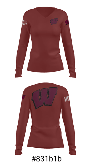 Women's Long Sleeve Vneck Shirt, Whitman, Men's Volleyball, Teamtime, Team time, sublimation, custom sports apparel, team uniforms, spirit wear, spiritwear, sports uniforms, custom shirts, team store, custom team store, fundraiser sports, apparel fundraiser