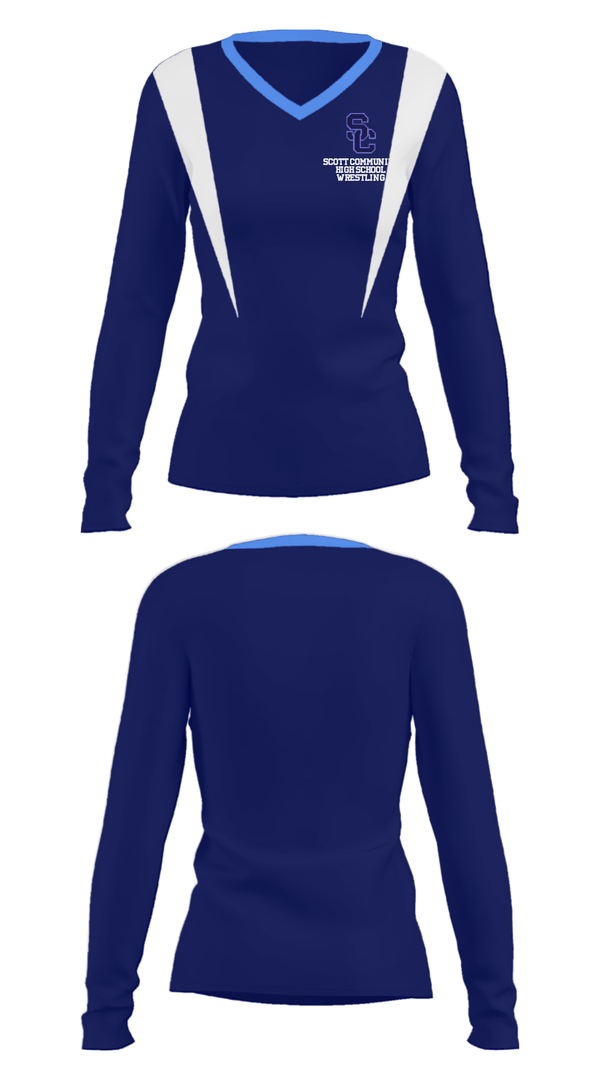 Women's Long Sleeve Vneck Shirt, Scott Community High School Wrestling, Wrestling, Teamtime, Team time, sublimation, custom sports apparel, team uniforms, spirit wear, spiritwear, sports uniforms, custom shirts, team store, custom team store, fundraiser sports, apparel fundraiser