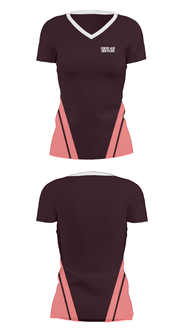 Women's Short Sleeve Vneck Shirt, Corso Air Services, , Teamtime, Team time, sublimation, custom sports apparel, team uniforms, spirit wear, spiritwear, sports uniforms, custom shirts, team store, custom team store, fundraiser sports, apparel fundraiser