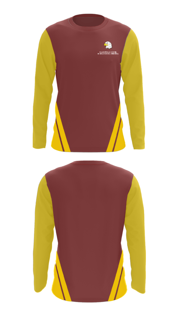 Long Sleeve Performance Shirt, Ellicottville Central Middle School Basketball, Women's Basketball, Teamtime, Team time, sublimation, custom sports apparel, team uniforms, spirit wear, spiritwear, sports uniforms, custom shirts, team store, custom team store, fundraiser sports, apparel fundraiser
