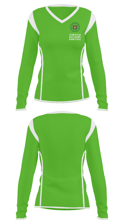 Hempstead High School Basketball 68535161 Women's Long Sleeve V-neck Shirt - 36
