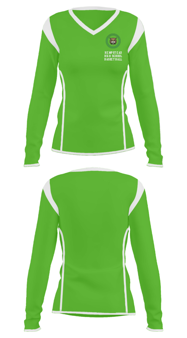 Women's Long Sleeve Vneck Shirt, Hempstead High School Basketball, Women's Basketball, Teamtime, Team time, sublimation, custom sports apparel, team uniforms, spirit wear, spiritwear, sports uniforms, custom shirts, team store, custom team store, fundraiser sports, apparel fundraiser