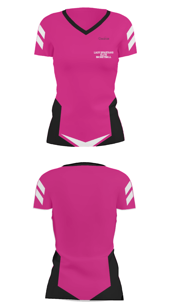 Women's Short Sleeve Vneck Shirt, Lady Spartans Elite Basketball, Men's Basketball, Teamtime, Team time, sublimation, custom sports apparel, team uniforms, spirit wear, spiritwear, sports uniforms, custom shirts, team store, custom team store, fundraiser sports, apparel fundraiser