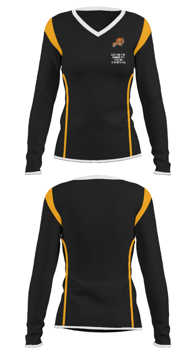 Clay Center Community School Basketball 90517199 Women's Long Sleeve V-neck Shirt - 36