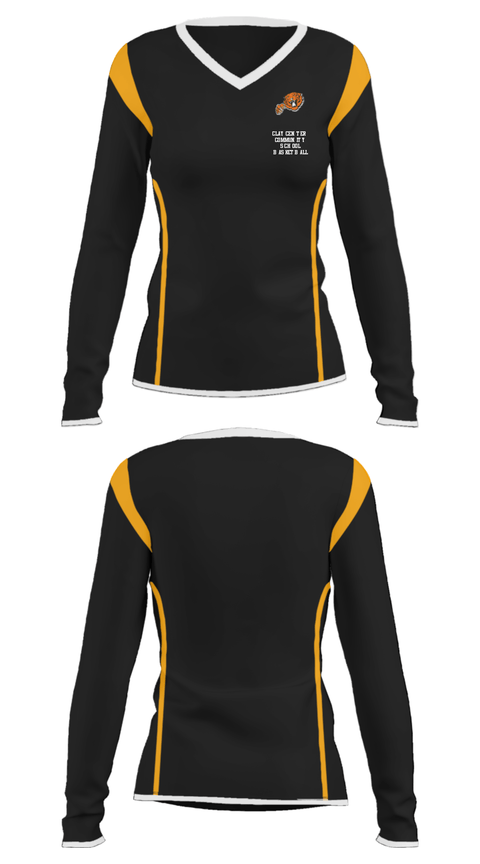 Women's Long Sleeve Vneck Shirt, Clay Center Community School Basketball, Women's Basketball, Teamtime, Team time, sublimation, custom sports apparel, team uniforms, spirit wear, spiritwear, sports uniforms, custom shirts, team store, custom team store, fundraiser sports, apparel fundraiser