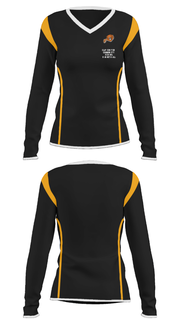 Women's Long Sleeve Vneck Shirt, Clay Center Community School Basketball, Women's Basketball, Teamtime, Team time, sublimation, custom sports apparel, team uniforms, spirit wear, spiritwear, sports uniforms, custom shirts, team store, custom team store, fundraiser sports, apparel fundraiser