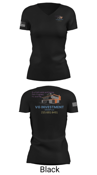 Women's Short Sleeve Vneck Shirt, VG Investment Group LLC, , Teamtime, Team time, sublimation, custom sports apparel, team uniforms, spirit wear, spiritwear, sports uniforms, custom shirts, team store, custom team store, fundraiser sports, apparel fundraiser