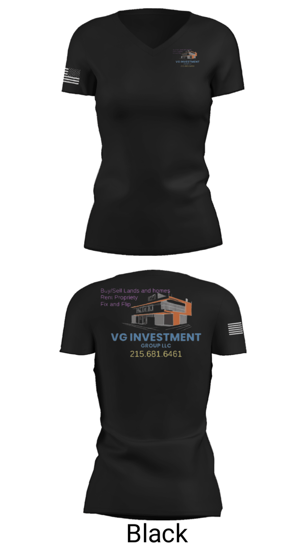 Women's Short Sleeve Vneck Shirt, VG Investment Group LLC, , Teamtime, Team time, sublimation, custom sports apparel, team uniforms, spirit wear, spiritwear, sports uniforms, custom shirts, team store, custom team store, fundraiser sports, apparel fundraiser