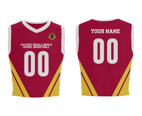Mens Basketball Jersey, Factory Shoals Middle School Basketball, Women's Basketball, Teamtime, Team time, sublimation, custom sports apparel, team uniforms, spirit wear, spiritwear, sports uniforms, custom shirts, team store, custom team store, fundraiser sports, apparel fundraiser