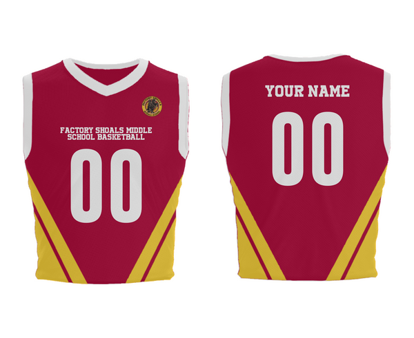 Mens Basketball Jersey, Factory Shoals Middle School Basketball, Women's Basketball, Teamtime, Team time, sublimation, custom sports apparel, team uniforms, spirit wear, spiritwear, sports uniforms, custom shirts, team store, custom team store, fundraiser sports, apparel fundraiser