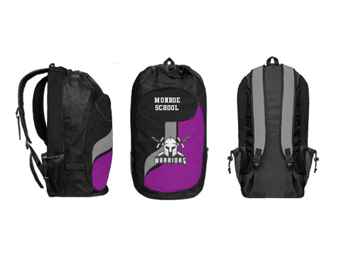 Gear Bag, Monroe School, Spirit Store, Teamtime, Team time, sublimation, custom sports apparel, team uniforms, spirit wear, spiritwear, sports uniforms, custom shirts, team store, custom team store, fundraiser sports, apparel fundraiser