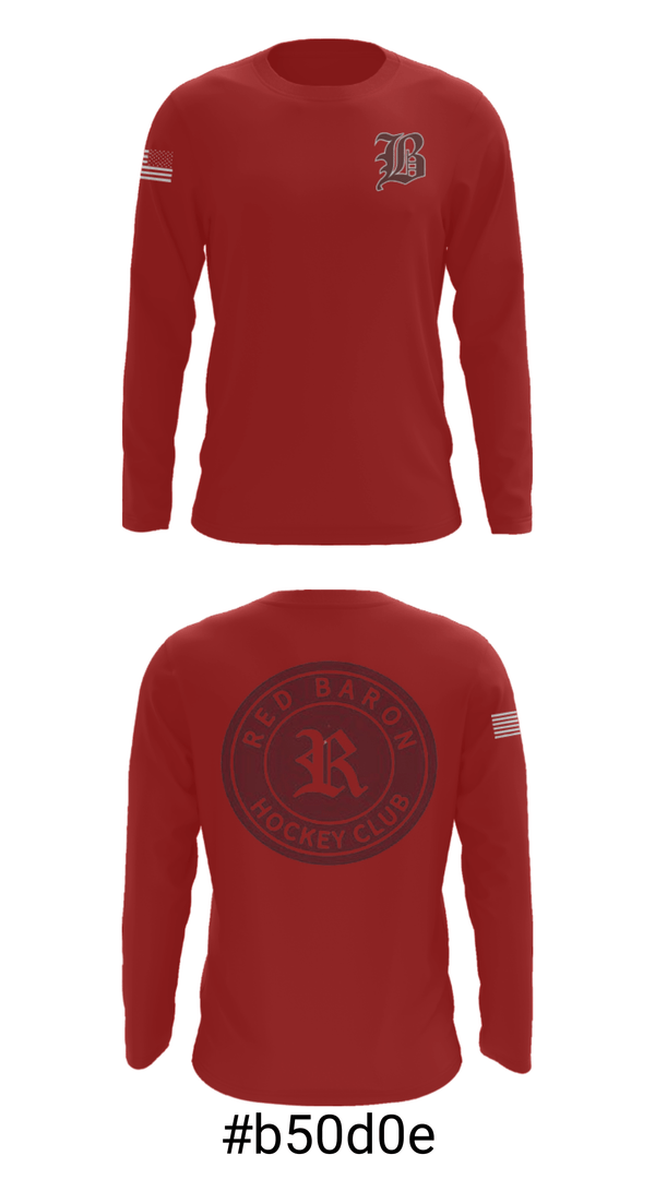 Long Sleeve Performance Shirt, Red Baron Hockey Club, Ice Hockey, Teamtime, Team time, sublimation, custom sports apparel, team uniforms, spirit wear, spiritwear, sports uniforms, custom shirts, team store, custom team store, fundraiser sports, apparel fundraiser