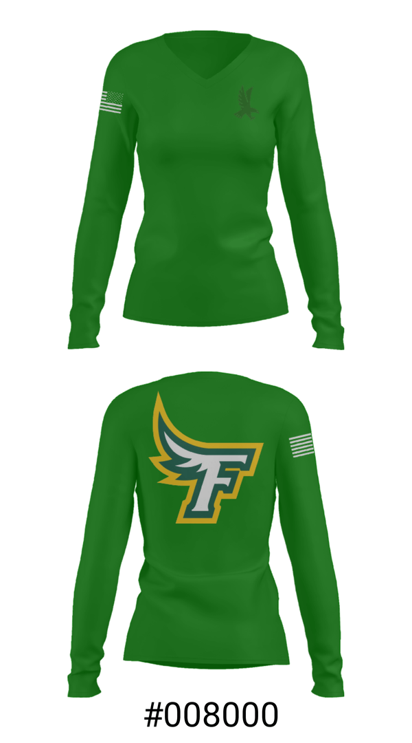 Women's Long Sleeve Vneck Shirt, Akron Firestone High School Wresling, Wrestling, Teamtime, Team time, sublimation, custom sports apparel, team uniforms, spirit wear, spiritwear, sports uniforms, custom shirts, team store, custom team store, fundraiser sports, apparel fundraiser