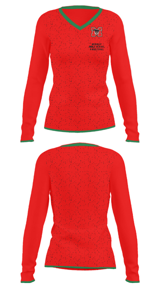 Women's Long Sleeve Vneck Shirt, Mcdougle Middle School Basketball, Women's Basketball, Teamtime, Team time, sublimation, custom sports apparel, team uniforms, spirit wear, spiritwear, sports uniforms, custom shirts, team store, custom team store, fundraiser sports, apparel fundraiser