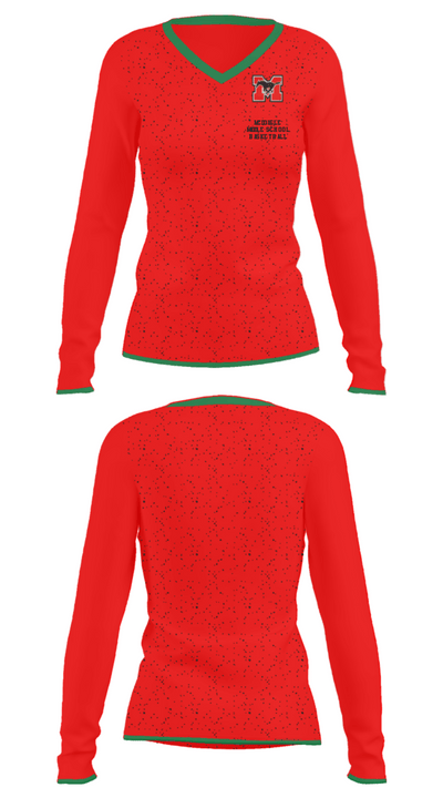Mcdougle Middle School Basketball 81434355 Women's Long Sleeve V-neck Shirt - 34