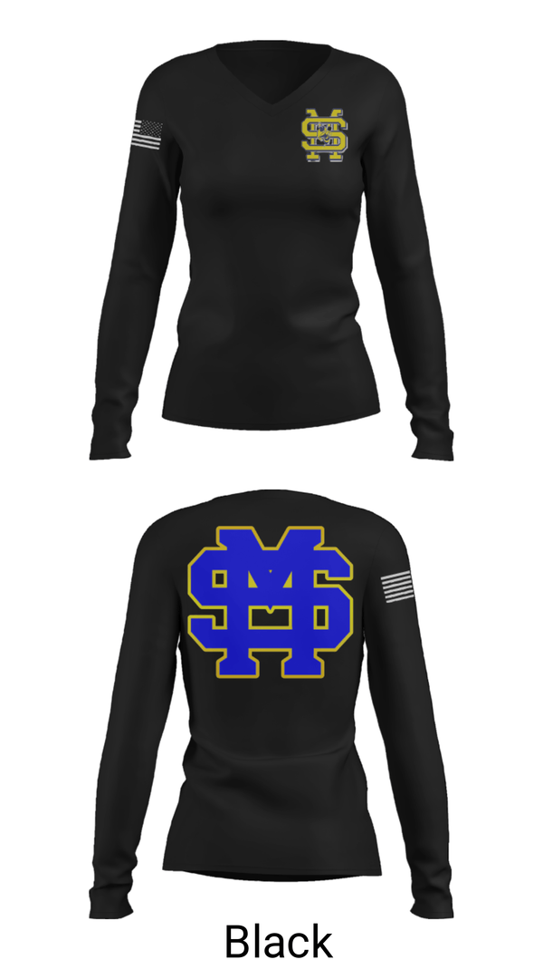 Women's Long Sleeve Vneck Shirt, St Martin High School Swimming, Swimming, Teamtime, Team time, sublimation, custom sports apparel, team uniforms, spirit wear, spiritwear, sports uniforms, custom shirts, team store, custom team store, fundraiser sports, apparel fundraiser
